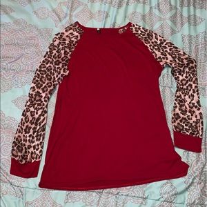 Red and leopard shirt